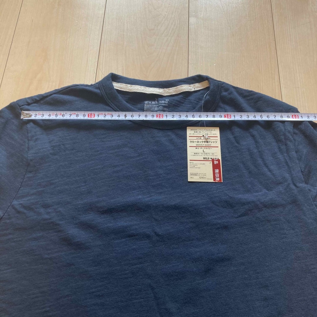 MUJI (無印良品)(ムジルシリョウヒン)の無印良品　クルーネック半袖Tシャツ　ネイビー　Lサイズ メンズのトップス(Tシャツ/カットソー(半袖/袖なし))の商品写真