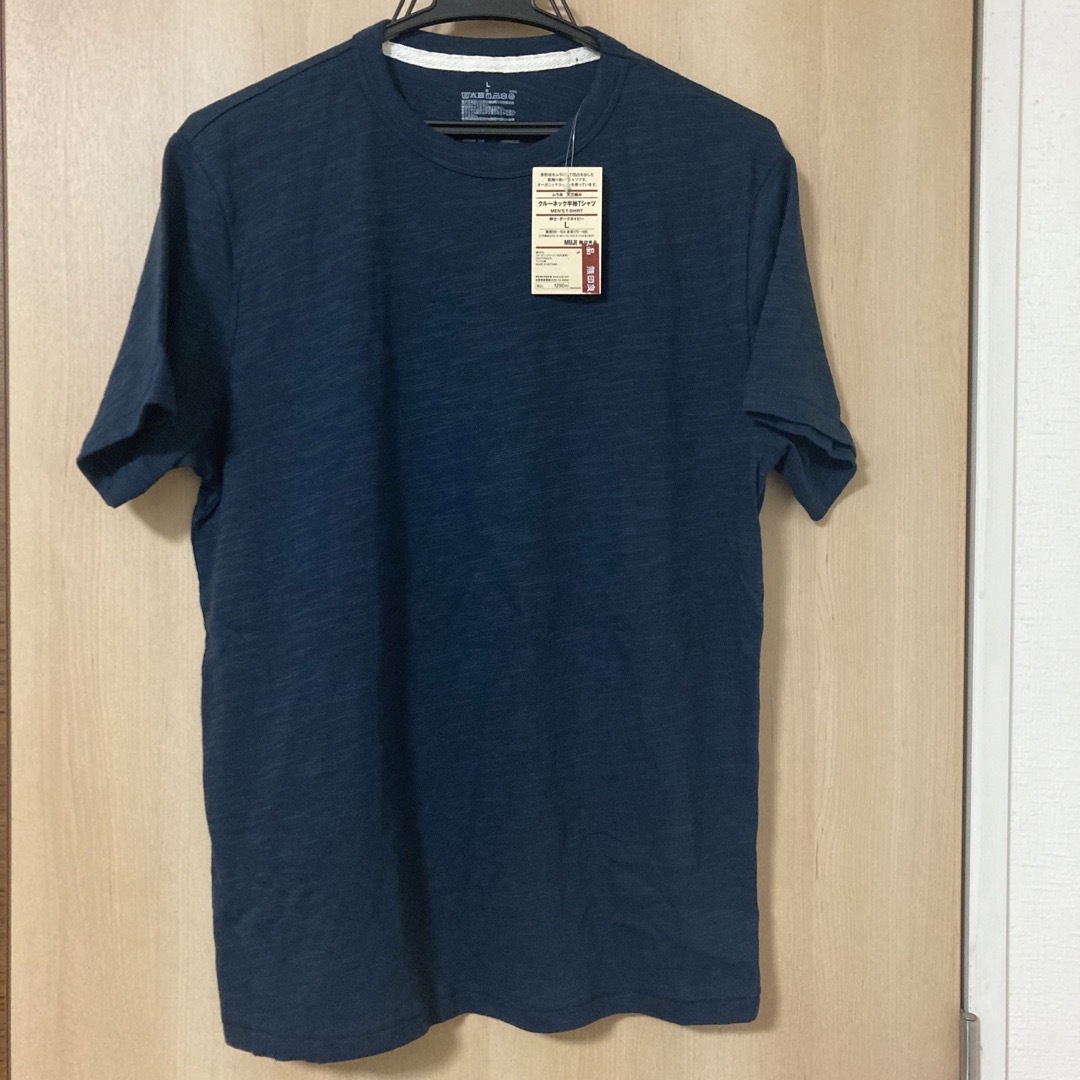 MUJI (無印良品)(ムジルシリョウヒン)の無印良品　クルーネック半袖Tシャツ　ネイビー　Lサイズ メンズのトップス(Tシャツ/カットソー(半袖/袖なし))の商品写真