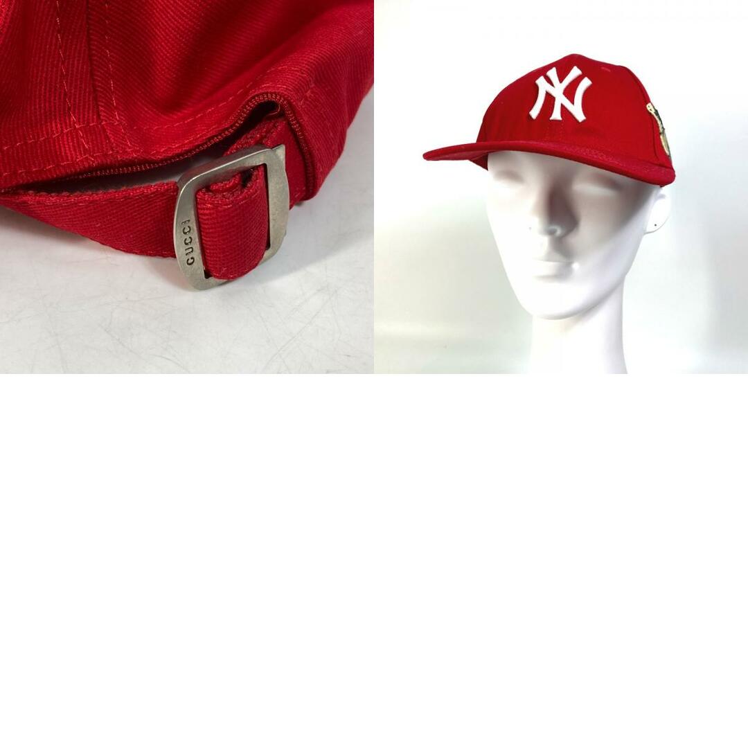Gucci(グッチ)のグッチ GUCCI NYヤンキースコラボ 538561 帽子 キャップ帽 ベースボール キャップ コットン レッド 美品 メンズの帽子(キャップ)の商品写真