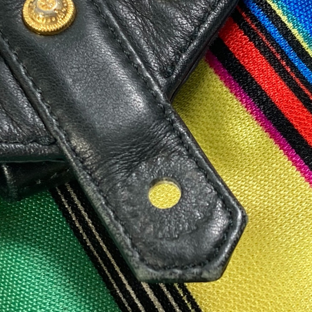 ヴェルサーチ VERSACE ストライプ ヴィンテージ バックパック カバン リュックサック キャンバス/レザー マルチカラー 6