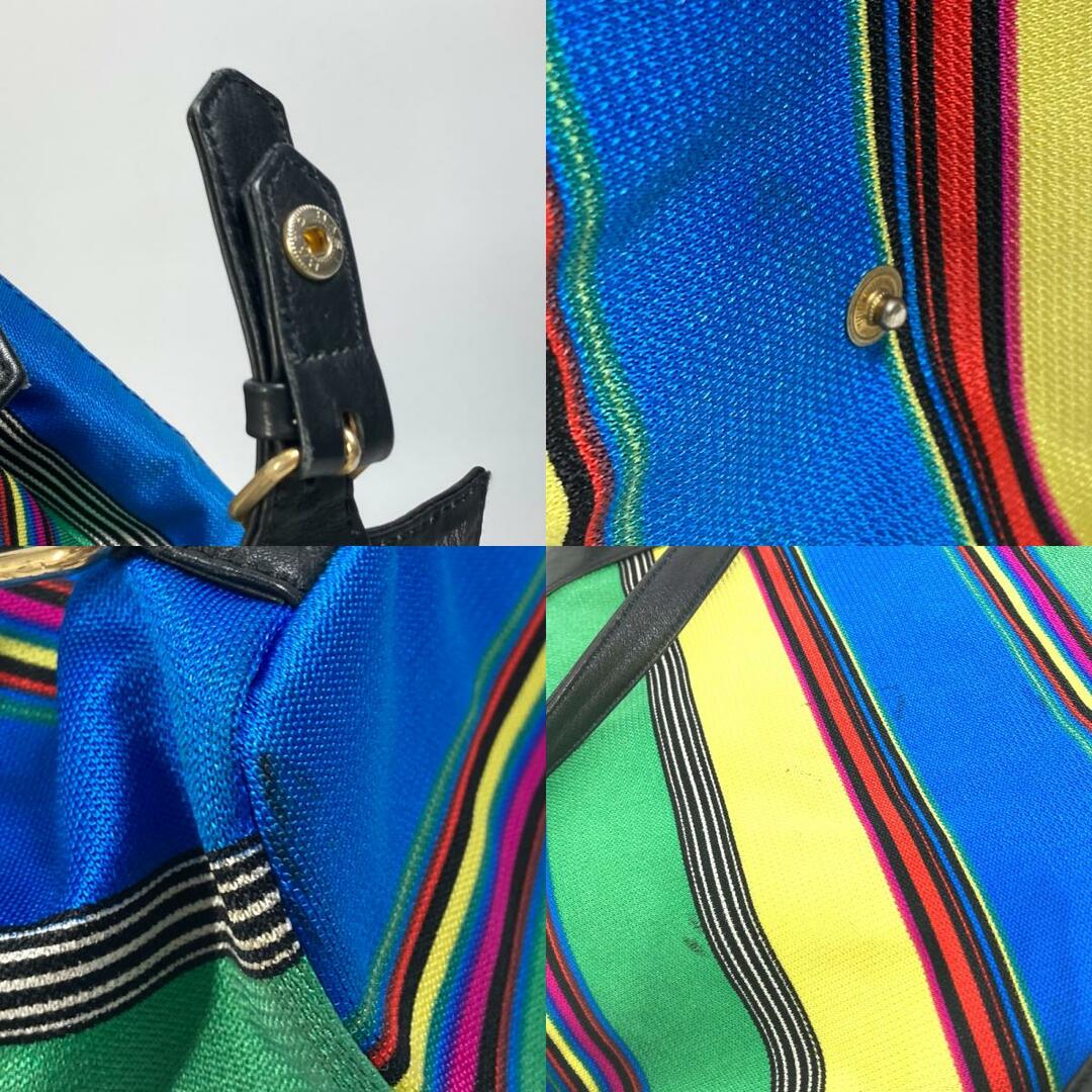 ヴェルサーチ VERSACE ストライプ ヴィンテージ バックパック カバン リュックサック キャンバス/レザー マルチカラー 8