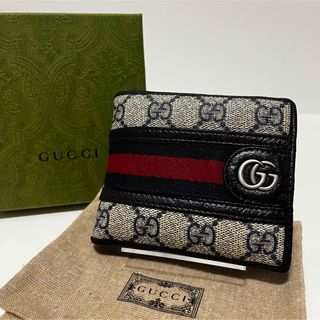 Gucci - 箱付✨グッチ 二つ折り財布 オフィディア シェリーライン×GG