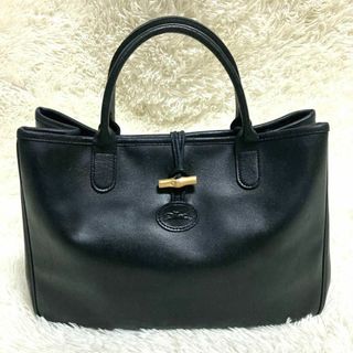 ロンシャン(LONGCHAMP)のLONGCHAMP　ロンシャン　ロゾ　レザートートバッグ　黒　ゴールド金具　本革(トートバッグ)