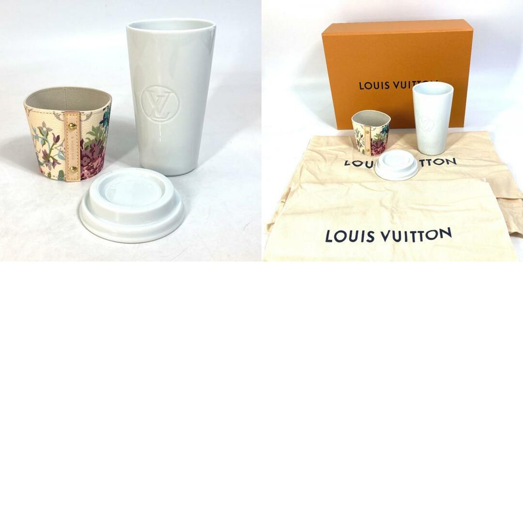 LOUIS VUITTON(ルイヴィトン)のルイヴィトン LOUIS VUITTON カップ ルイ LV タペストリー GI0801 フローラル・モノグラム インテリア コップ マグカップ スリーブ付き 食器 タンブラー 陶器 ホワイト 未使用 インテリア/住まい/日用品のキッチン/食器(タンブラー)の商品写真