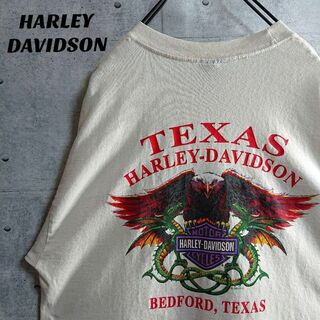 ハーレーダビッドソン(Harley Davidson)の【ハーレーダビッドソン】00s 鷲柄 両面プリント Tシャツ ベージュ L(Tシャツ/カットソー(半袖/袖なし))
