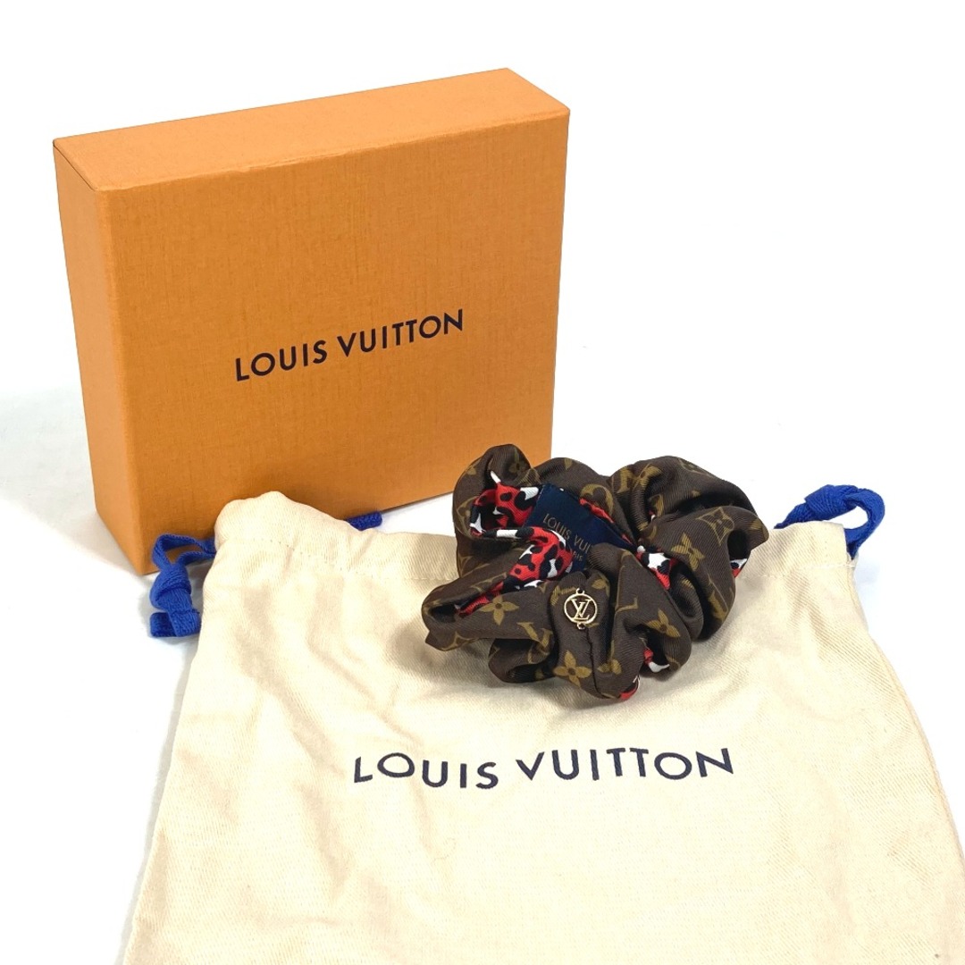 ルイヴィトン LOUIS VUITTON モノグラムリバース シュシュ ビーマインドフル  レオパード M77011 豹 ヒョウ ヘアゴム アクセサリー シュシュ シルク ブラウン 美品