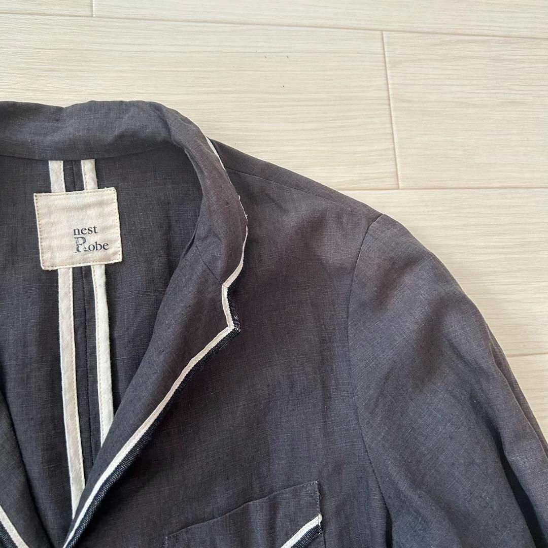 ネストローブ 日本製 リネン100 ジャケット パイピング 麻 春夏アウター