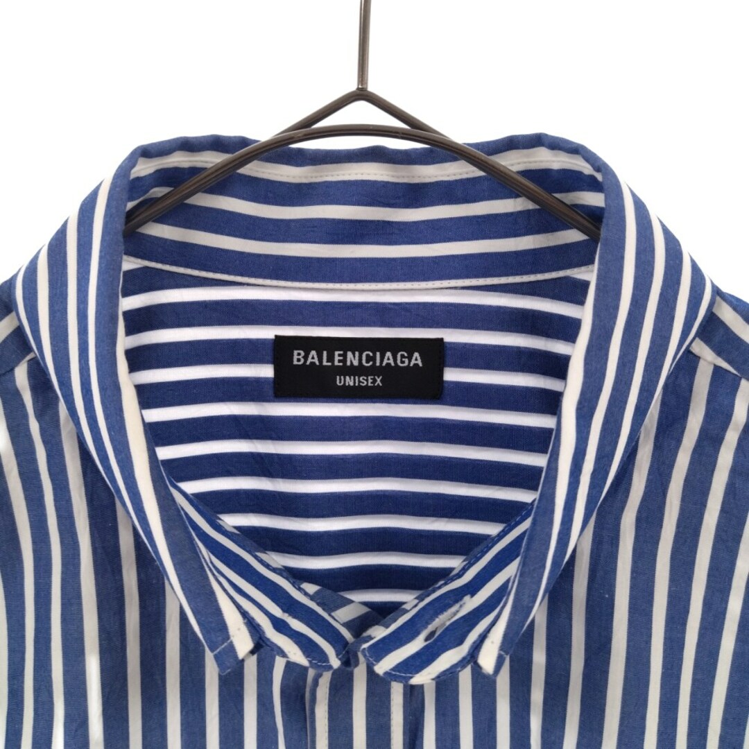 BALENCIAGA バレンシアガ 22SS BB CORP LAYERED SHIRT BBコープロゴ刺繍オーバーサイズレイヤードストライプシャツ ブルー/グレー 699195 TMM23