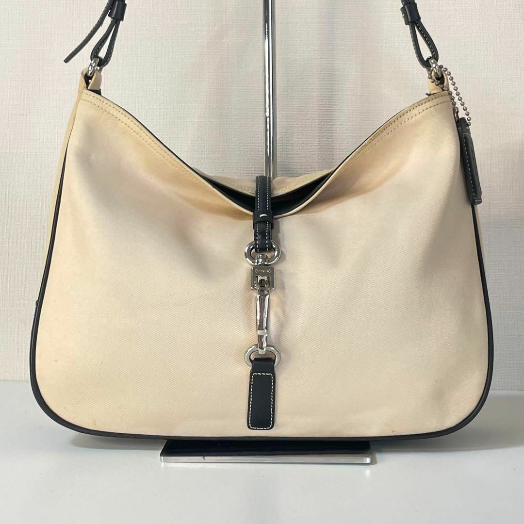 COACH - □美品□COACH コーチ レザー 布 ショルダーバッグ ベージュの