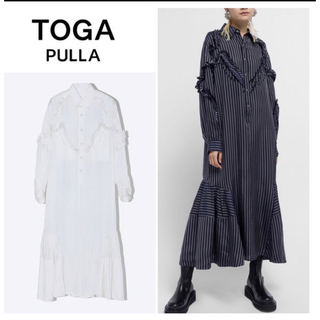 TOGA PULLA キュプラ ストライプドレス 36 シャツワンピース
