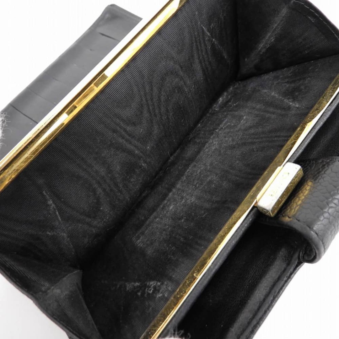 【本物保証】 箱・保付 シャネル CHANEL ココマーク ロゴ がま口付長財布 レザー ブラック 黒 シール付 7番台 A13498