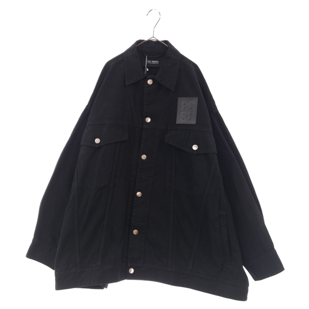 RAF SIMONS ラフシモンズ 22SS OVERSIZED SOLEMN-X DENIM JACKET オーバーサイズバックプリント レザーパッチデニムジャケット ブラック 221-723-10032-0099