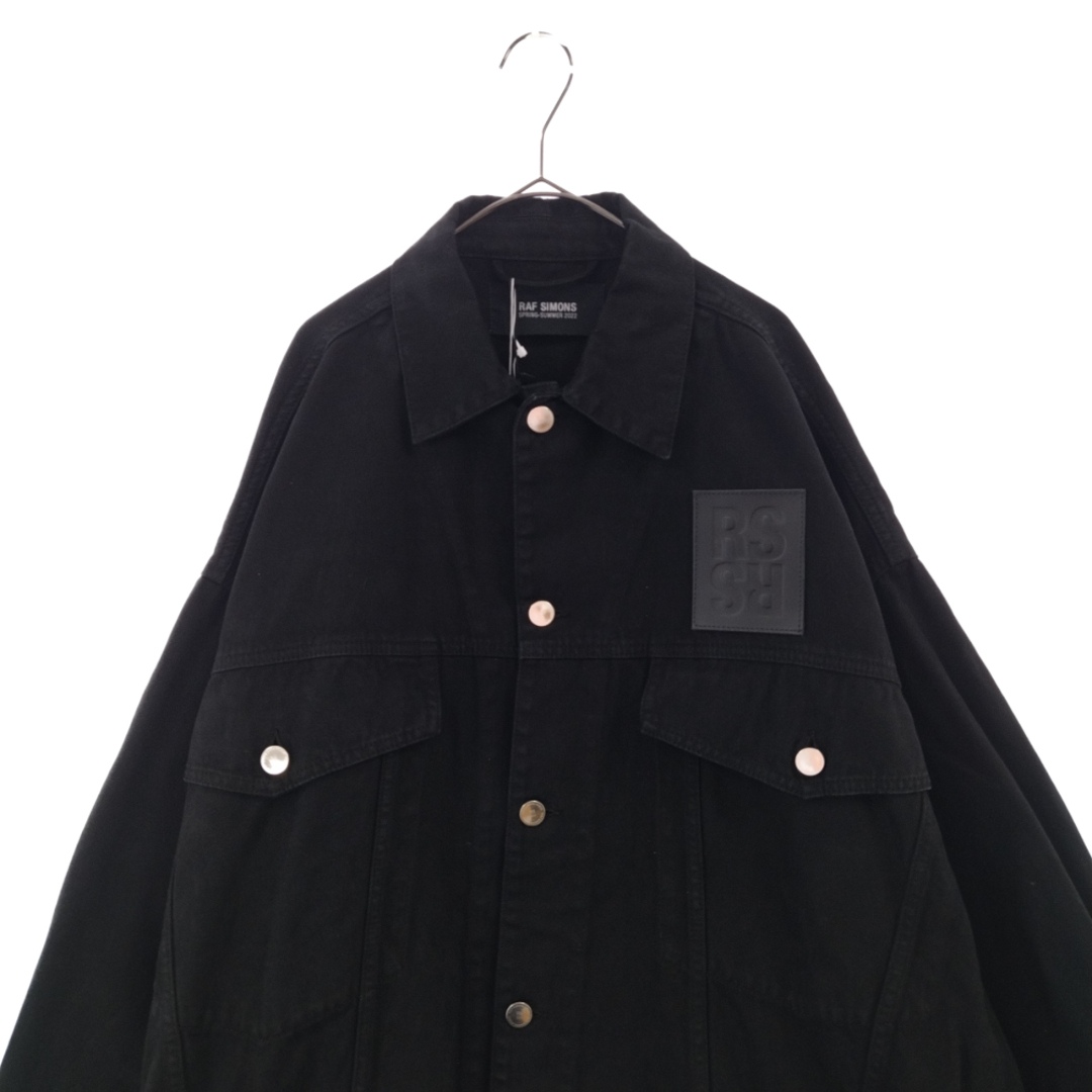 RAF SIMONS ラフシモンズ 22SS OVERSIZED SOLEMN-X DENIM JACKET オーバーサイズバックプリント レザーパッチデニムジャケット ブラック 221-723-10032-0099