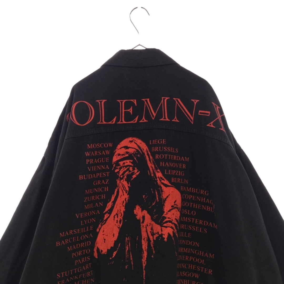 RAF SIMONS ラフシモンズ 22SS OVERSIZED SOLEMN-X DENIM JACKET オーバーサイズバックプリント レザーパッチデニムジャケット ブラック 221-723-10032-0099