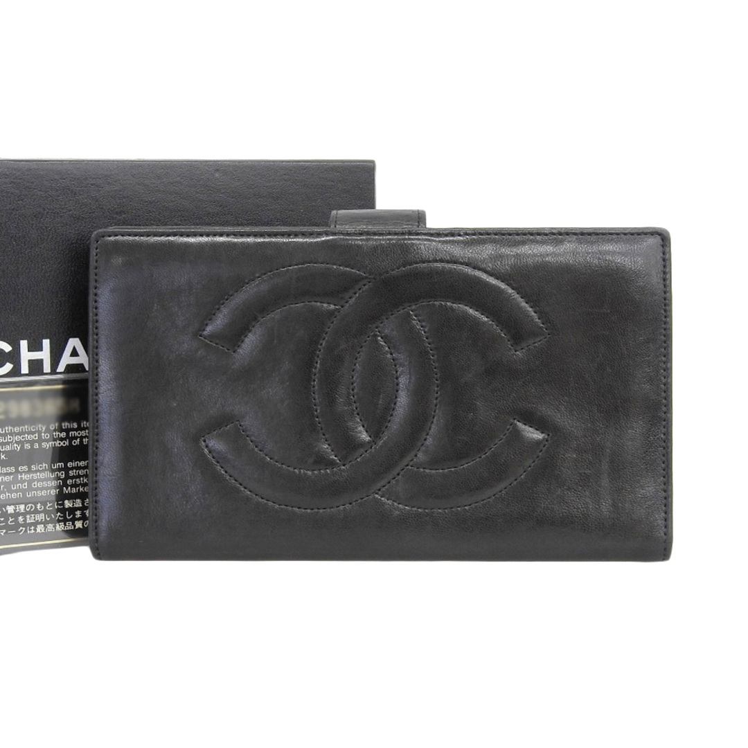 Chanel　シャネル　ココマーク　がま口　折り財布　シールあり　箱、カード付き