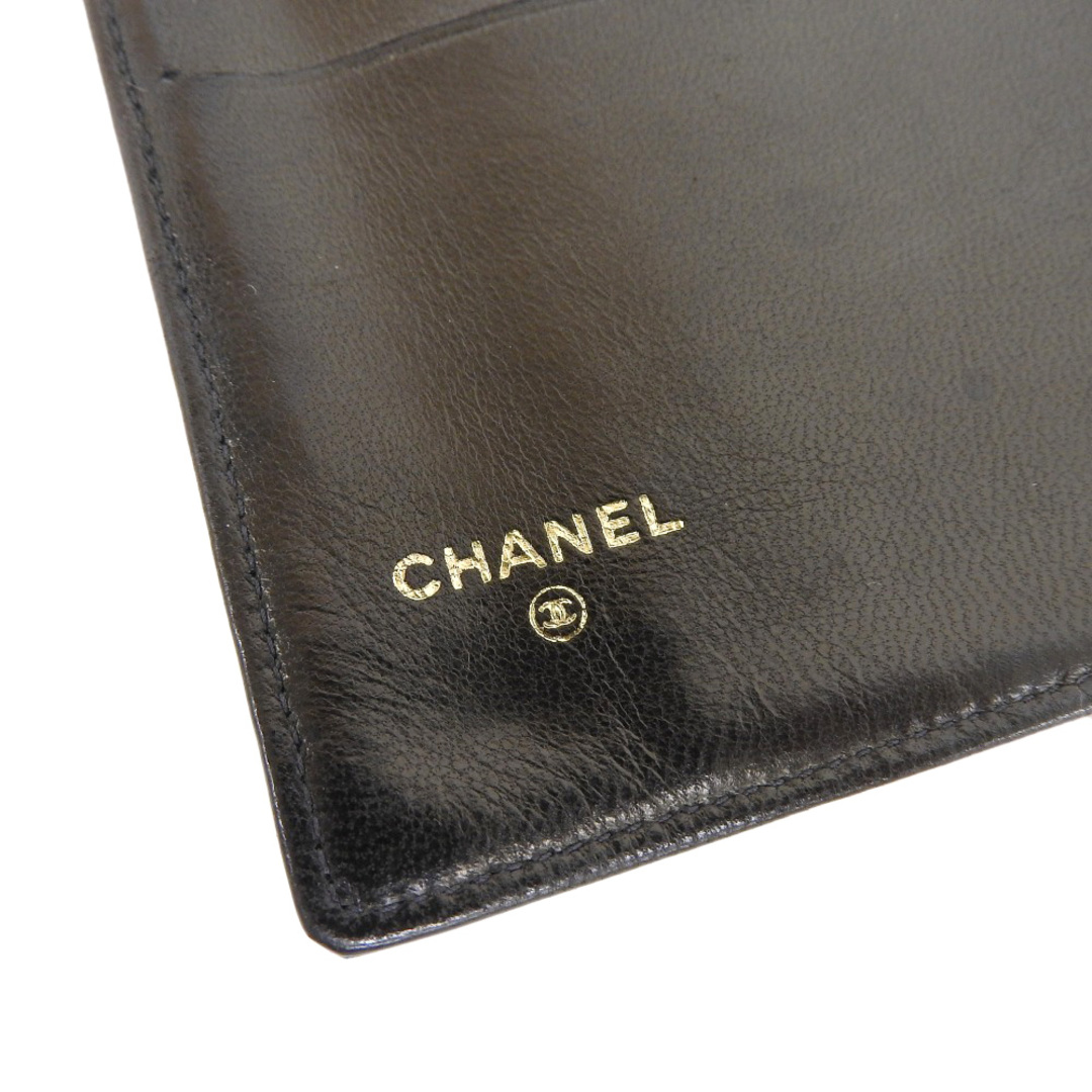 【本物保証】 箱・保付 シャネル CHANEL ココマーク ロゴ がま口付長財布 ラムスキン ブラック 黒 シール付 2番台 A13498