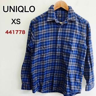 ユニクロ(UNIQLO)のUNIQLO フランネルチェックシャツ　XS  ブルー(シャツ)