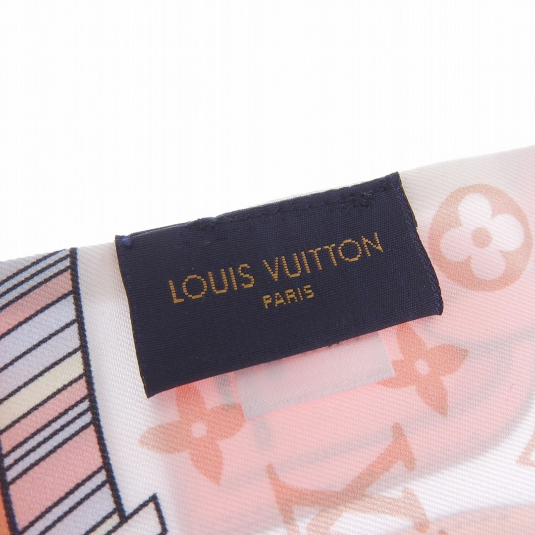 【本物保証】 箱付 新品同様 ルイヴィトン LOUIS VUITTON バンドー マイLVタグ スカーフ シルク ブロン M77678 ロゴ 希少 レア