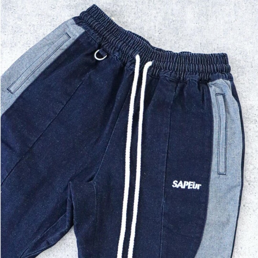 SAPEur★DENIM TRACK PANTSサプールデニムトラックパンツL