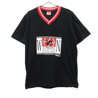 ウィルソン(wilson)のウィルソン プリント 半袖 Tシャツ L ブラック Wilson Vネック メンズ 【中古】  【230708】(Tシャツ/カットソー(半袖/袖なし))