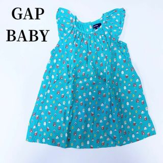 ベビーギャップ(babyGAP)のBABY GAPベビーギャップキッズ家プリントワンピース80cmグリーン(ワンピース)