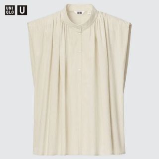 ユニクロ(UNIQLO)の【新品】UNIQLO U コットンギャザーシャツ　XS(シャツ/ブラウス(半袖/袖なし))