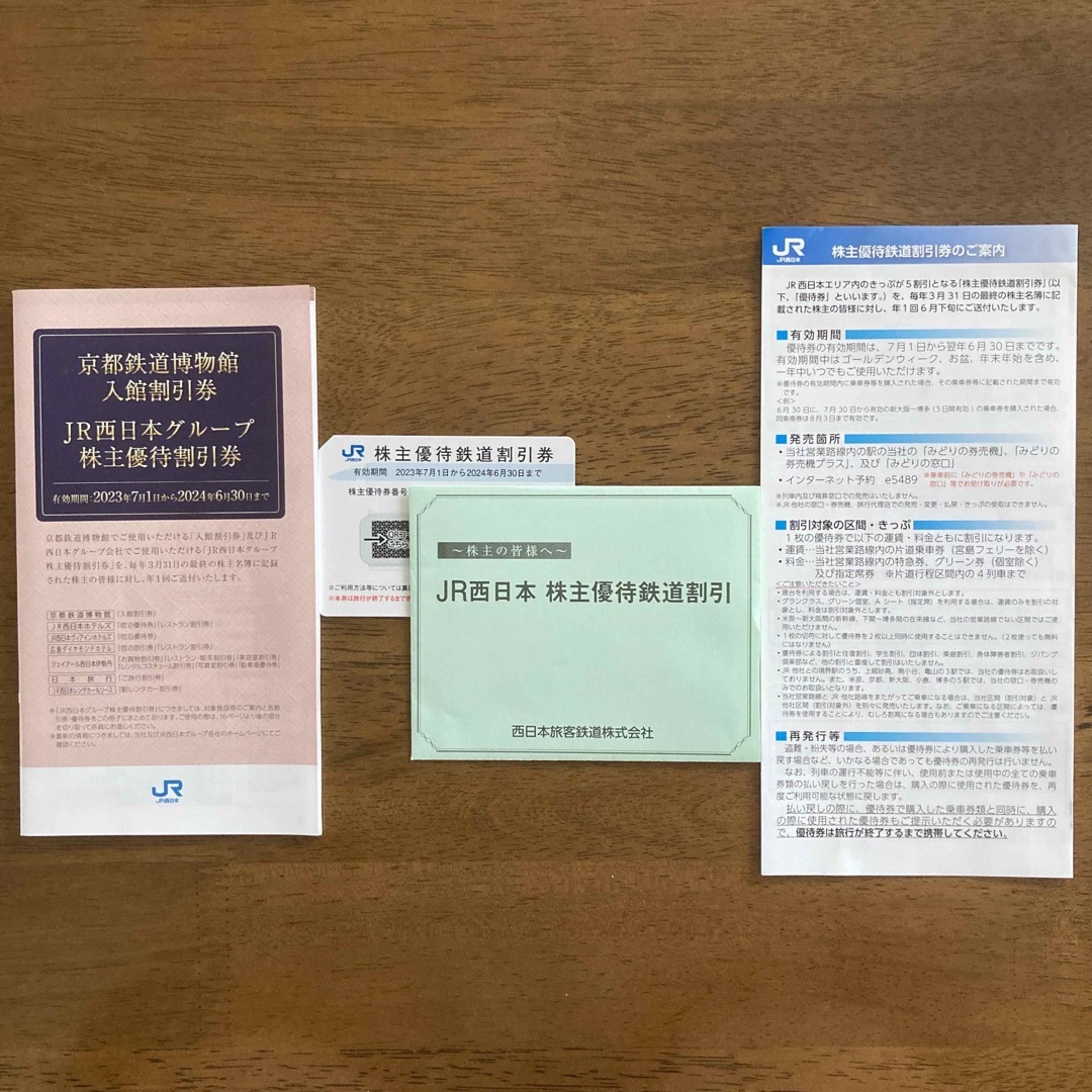 JR西日本（西日本旅客鉄道株式会社）株主優待鉄道割引券1枚 株主優待割引券1冊