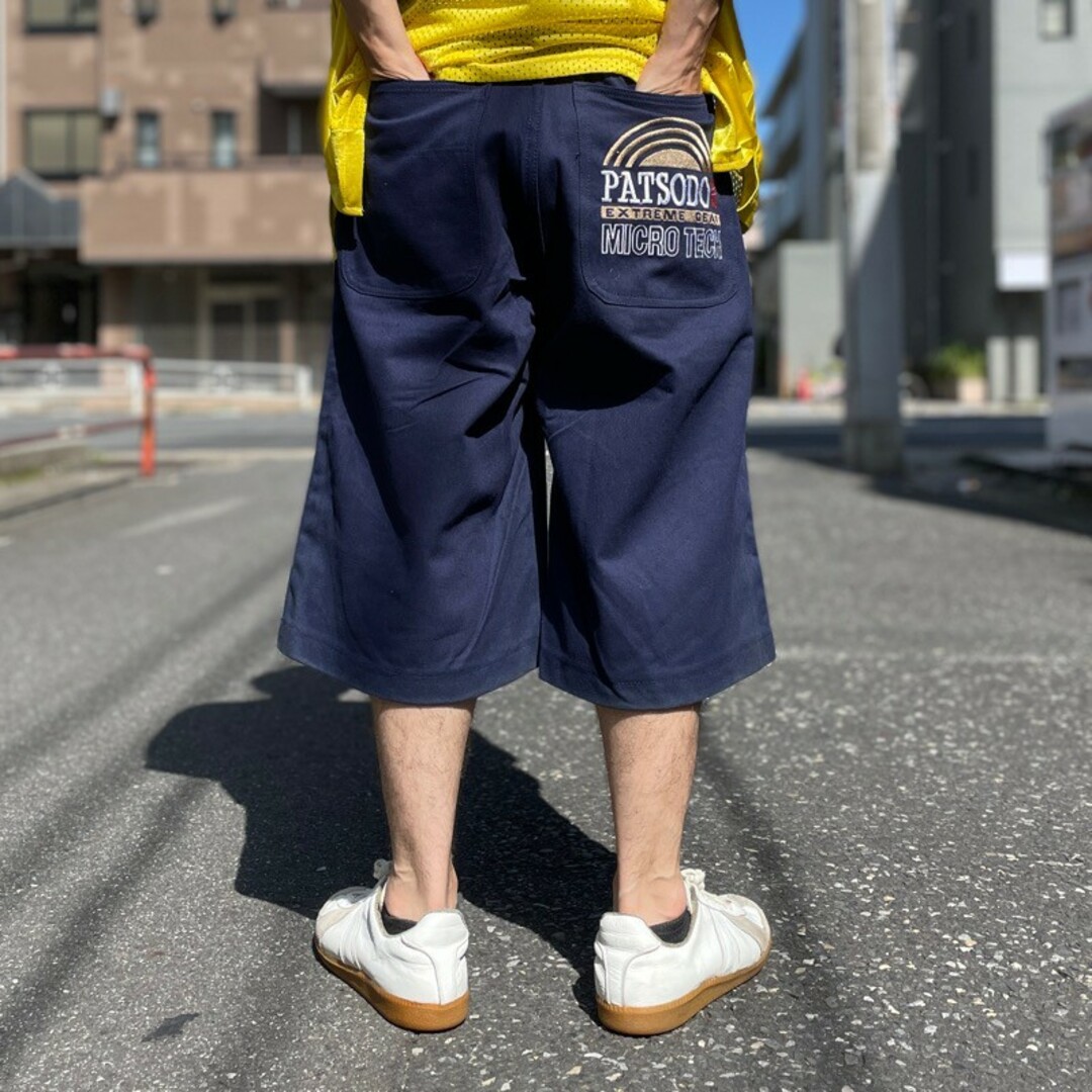 00's Deadstock PATSODO JEANS バギー ショートパンツ ワーク 刺繍 ヒップホップパンツ ショーツ ネイビー サイズ：W31 デッドストック 【新古品】 2