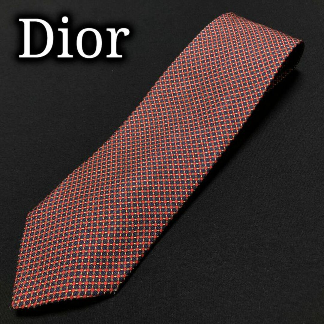 Dior(ディオール)のディオール チェック レッド＆ネイビー ネクタイ A103-I17 メンズのファッション小物(ネクタイ)の商品写真