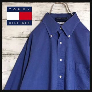 トミーヒルフィガー(TOMMY HILFIGER)の【人気Ｌサイズ】トミーヒルフィガー☆刺繍ロゴ入りオックスフォードシャツ　Ｄ64(シャツ)