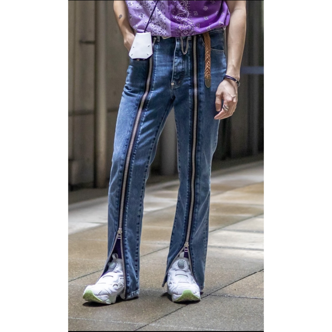 【値下げ交渉可❗】Washed Denim Zipped Pants