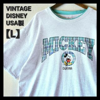 ディズニー(Disney)の古着★USA製 ビンテージ ディズニー ミッキー カレッジロゴ リンガーTシャツ(Tシャツ/カットソー(半袖/袖なし))