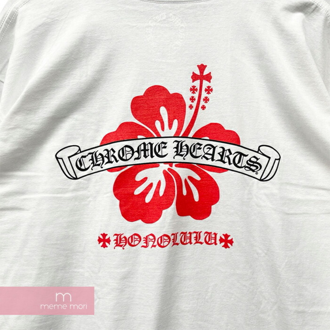 CHROME HEARTS Honolulu Limited Back Scroll Logo LS Tee クロムハーツ  ホノルル限定バックスクロールロゴロングスリーブTシャツ 長袖カットソー ロンT 胸ポケット ハイビスカス ハワイ ホワイト  サイズL【230707】【新古品】【me04】