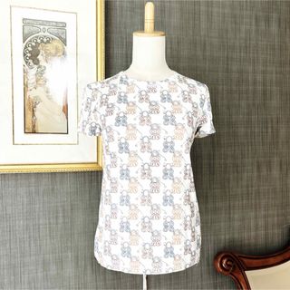 エルメス(Hermes)の美品　HERMES エルメス　Tシャツ　コットン　ダマスク　カラフル　ホワイト(Tシャツ(半袖/袖なし))