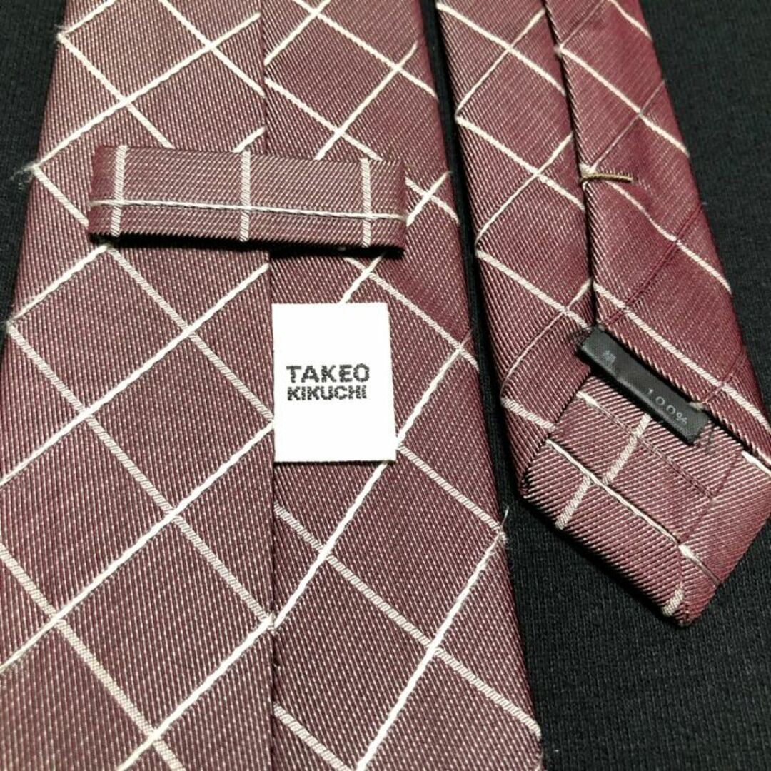TAKEO KIKUCHI(タケオキクチ)のタケオキクチ チェック ワインレッド ネクタイ A103-J01 メンズのファッション小物(ネクタイ)の商品写真