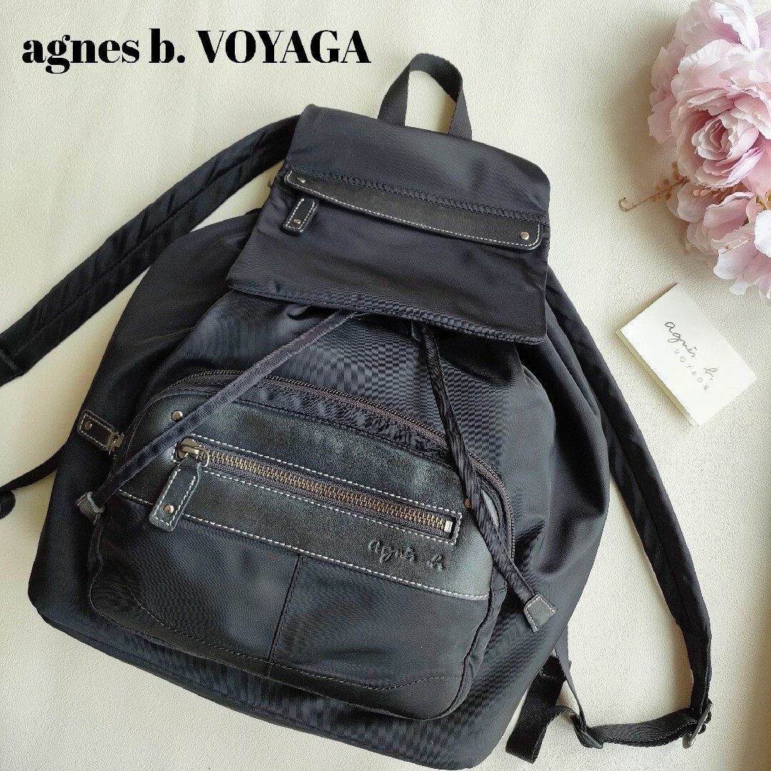 美品★agnes b. VOYAGE アニエスベー 巾着リュックサック ネイビー