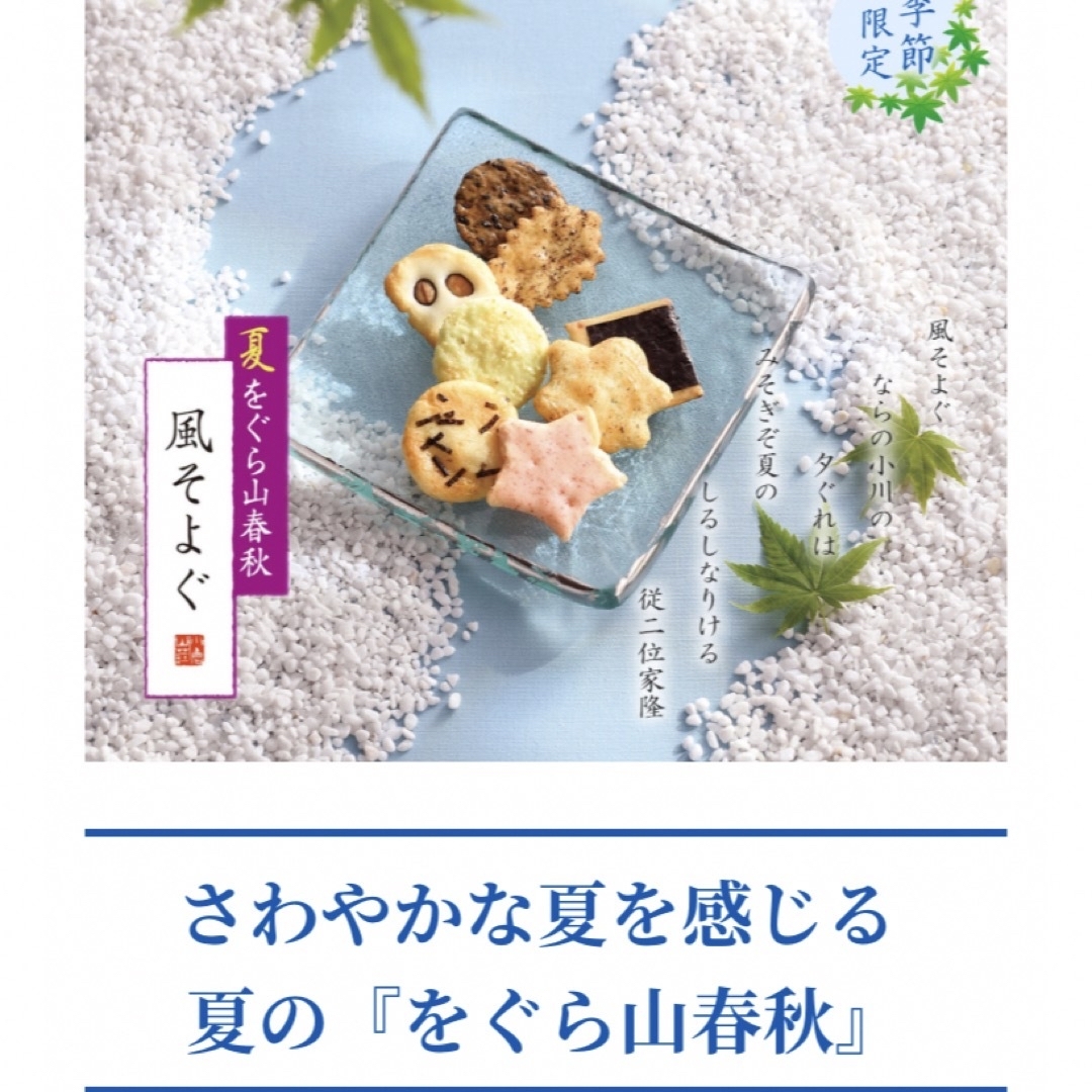 小倉山荘(オグラサンソウ)の小倉山荘 夏をぐら山春秋 をぐら山春秋 計8袋 風そよぐ 煎餅 山椒 柚子 人気 食品/飲料/酒の食品(菓子/デザート)の商品写真