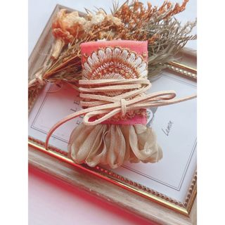 インド刺繍リボン♪ポニーフック髪飾り(ヘアアクセサリー)