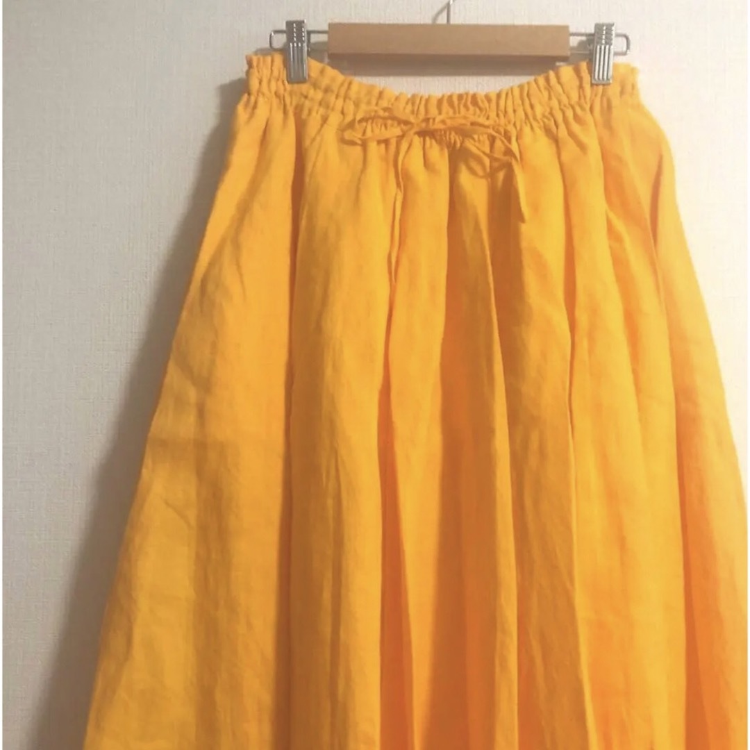 ROPE’(ロペ)のROPE ロペ 。リネン ドロスト フレアースカート 。サイズ38  麻 レディースのスカート(ロングスカート)の商品写真