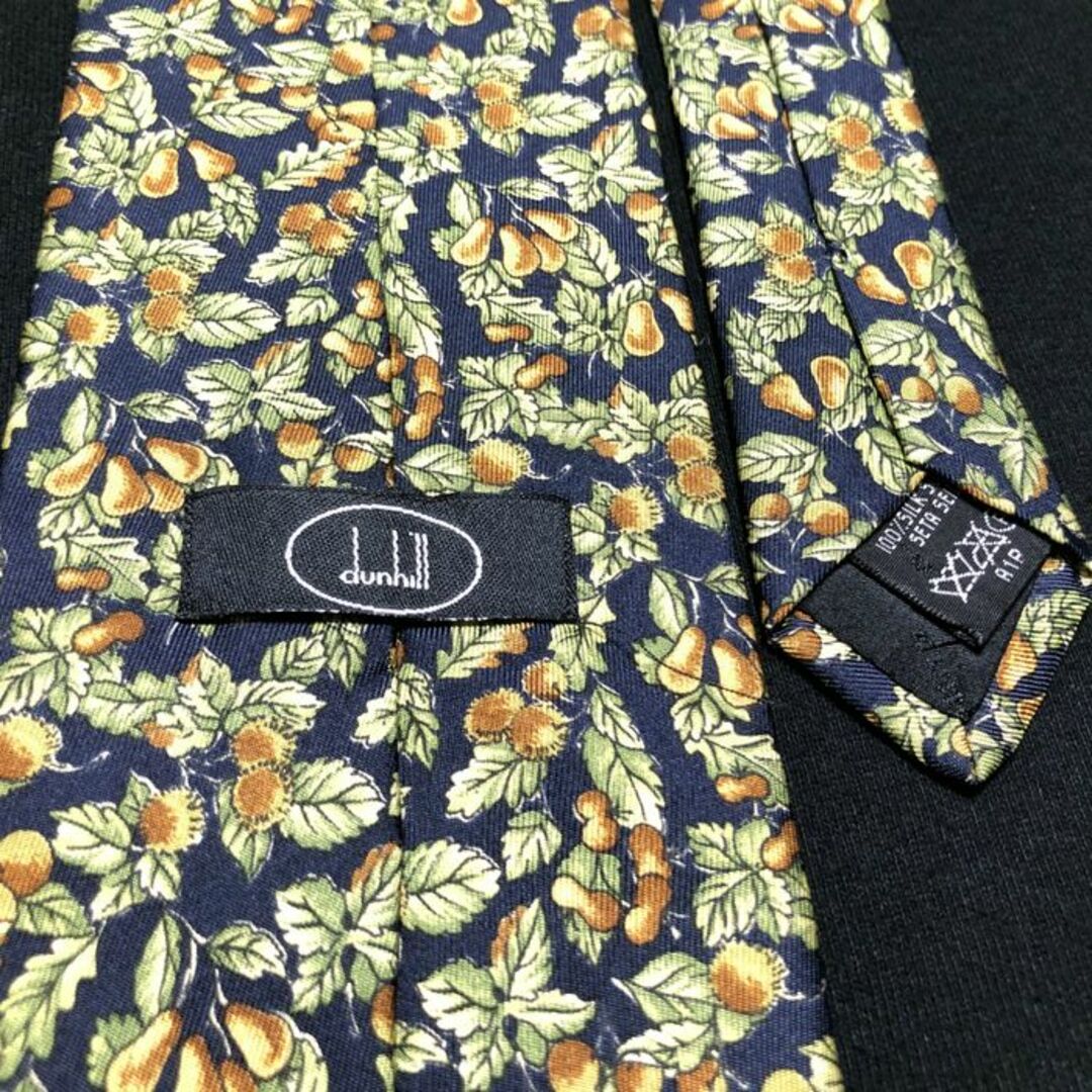 Dunhill(ダンヒル)のダンヒル ロゴ木の実 ネイビー＆グリーン ネクタイ A103-J27 メンズのファッション小物(ネクタイ)の商品写真