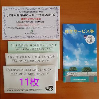 JR東日本株主優待割引券11枚、株主優待サービス券1冊、人間ドック料金割引券1枚