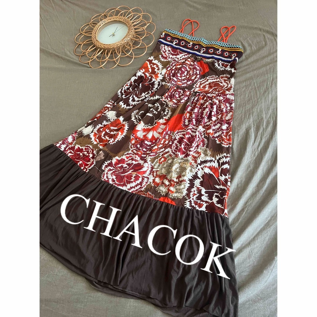 美品　CHACOK シャコック　花柄　ロングワンピース　マキシ　人気　完売