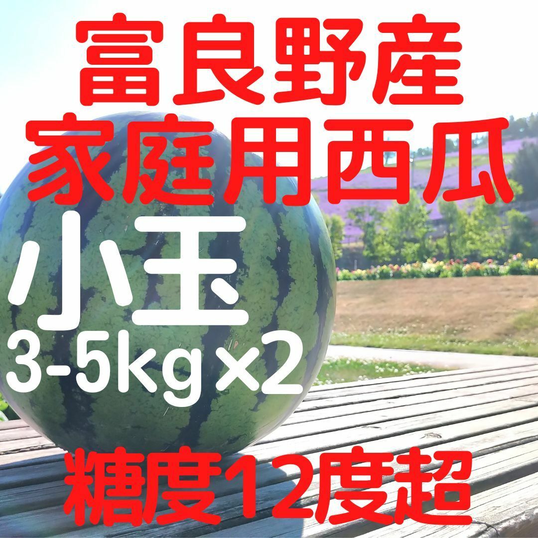 北海道　富良野産　西瓜　スイカ　3-5kg×2玉　小玉  ハネ品　家庭用