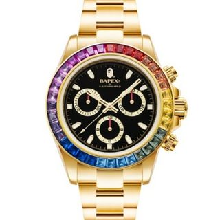 アベイシングエイプ(A BATHING APE)のTYPE 4 BAPEX CRYSTAL STONE GLD M(腕時計(アナログ))