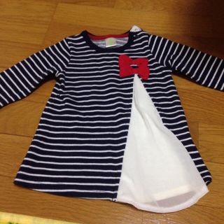 ディズニー(Disney)の子供服 ボーダー ワンピース ミニーちゃん 80(ワンピース)