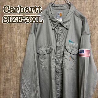 カーハート(carhartt)のCarhartt カーハート　ワークシャツ　グレー　ワッペン　企業ロゴ　3XL(シャツ)