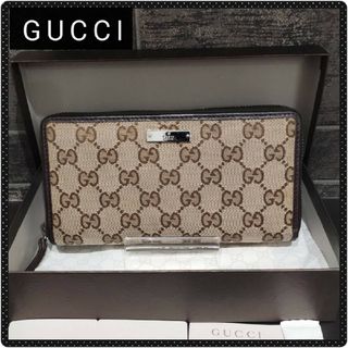 グッチ(Gucci)のグッチ GGキャンバス ラウンドファスナー 長財布 新品級【鑑定済】(長財布)