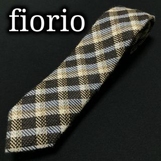 フィオリオ(FIORIO)のフィオリオ チェック ブラウン＆ブルー ネクタイ カシミア A103-L02(ネクタイ)