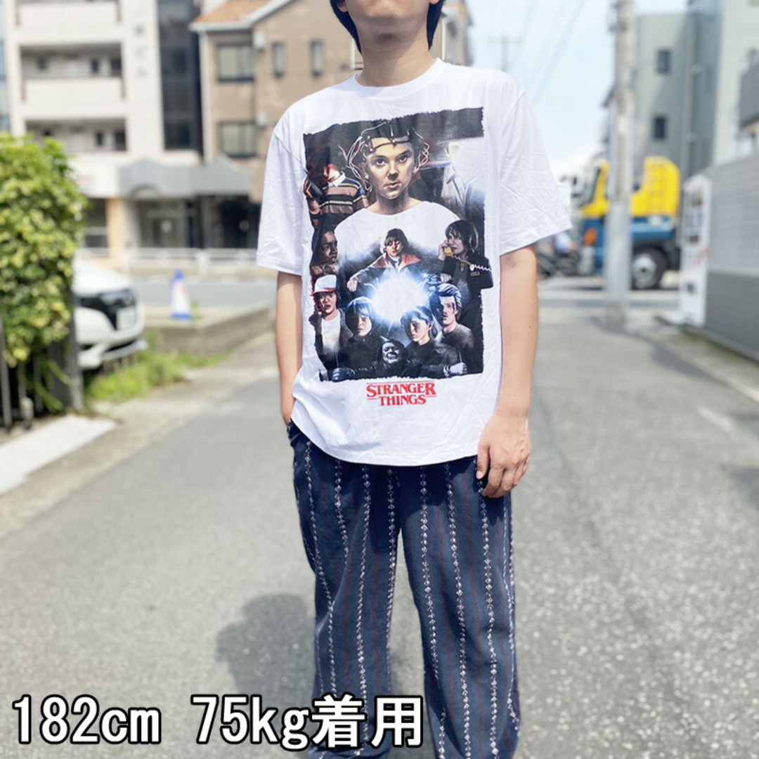 ストレンジャー・シングス Tシャツ 半袖 STRANGER THINGS 両面プリント サイズ：メンズ XL 相当 ビッグサイズ ホワイト 【新品】