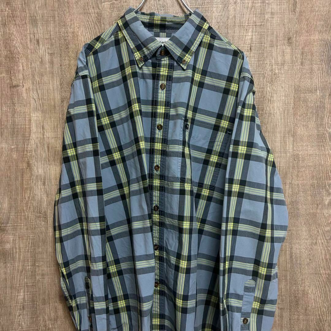 Carhartt カーハート　BDシャツ　チェックシャツ　青×黄色　XL